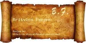 Britvics Ferenc névjegykártya
